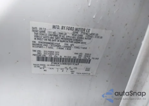 2013 Ford Flex Limited из США, поврежденный, VIN 2FMGK5D88DBD19569